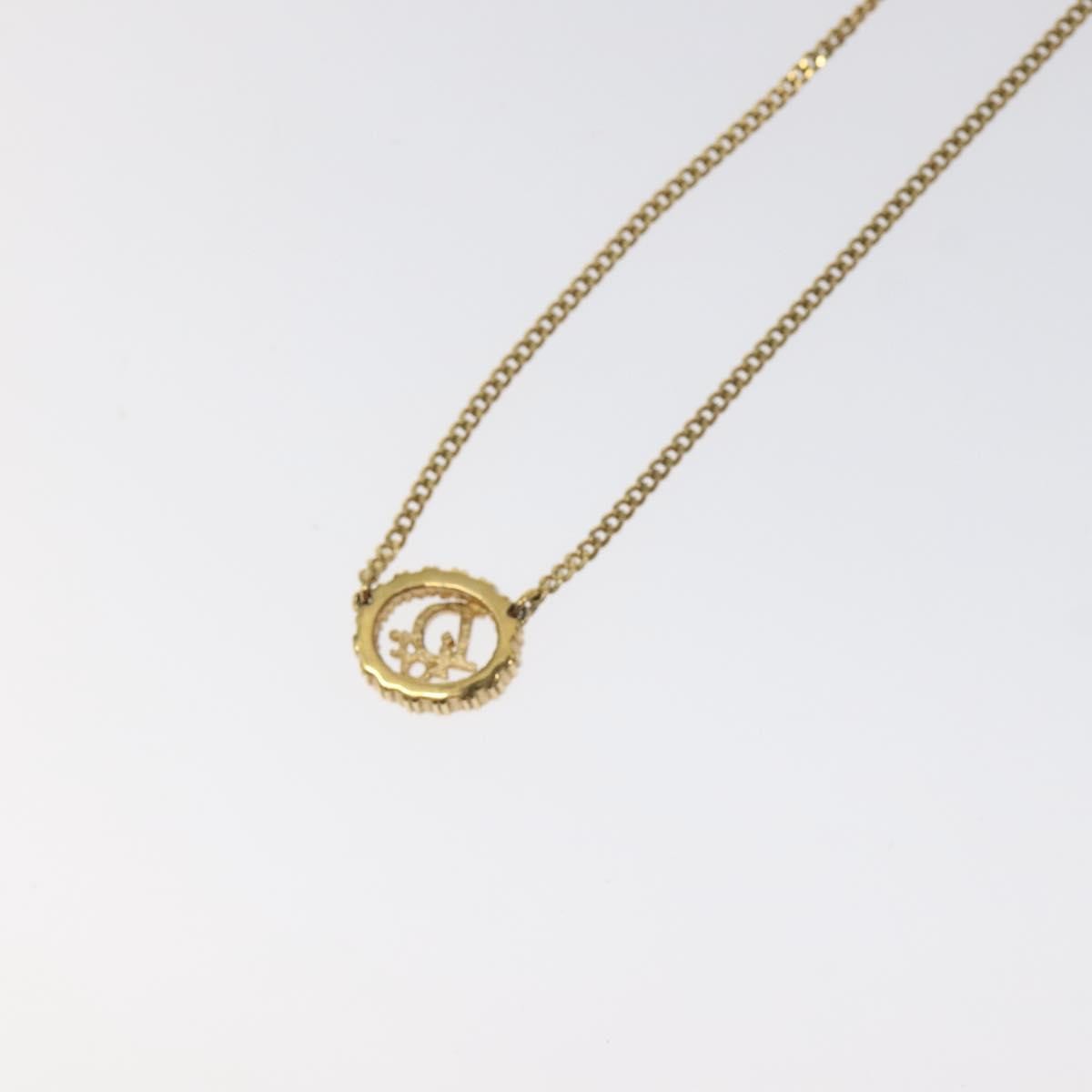 Christian Dior Vintage Logo Round Pendant Necklace Metal, GOLD, METAL, Necklace