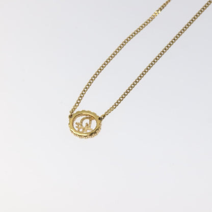 Christian Dior Vintage Logo Round Pendant Necklace Metal, GOLD, METAL, Necklace