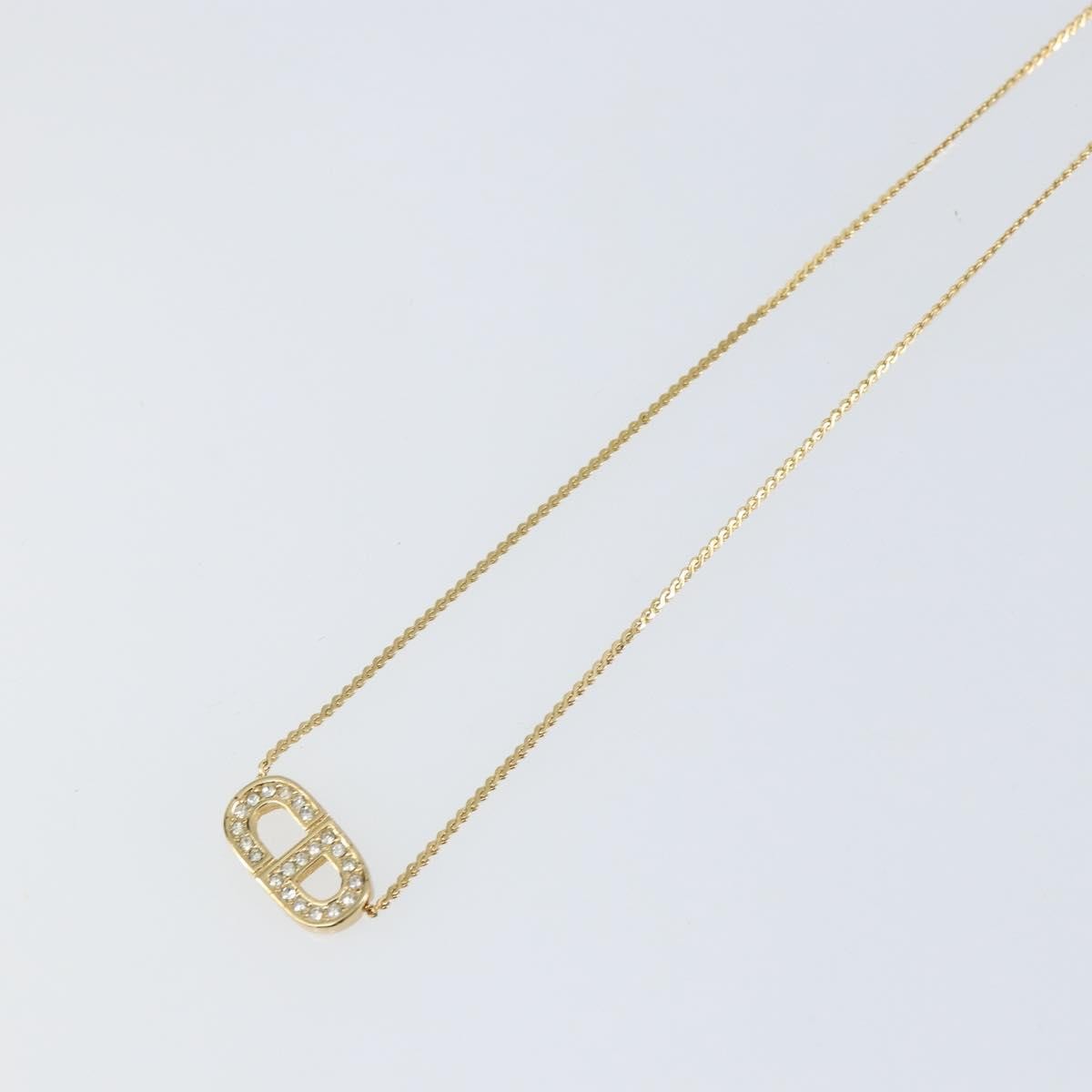 Christian Dior CD Pendant Necklace Metal and Crystals, GOLD, METAL, Necklace
