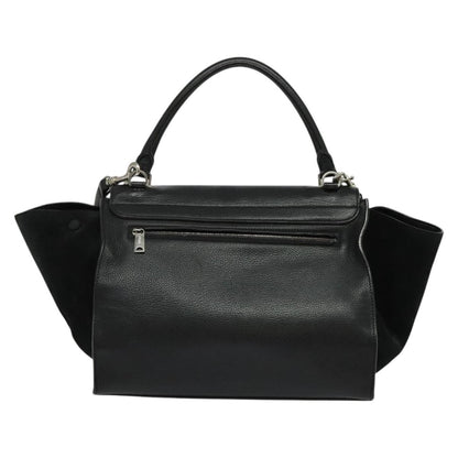 Celine Trapeze Bag Leather with Suede, BLACK, LEATHER, Handbag