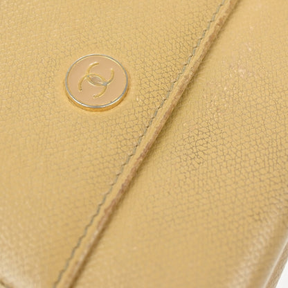 Chanel CC Trifold Flap Wallet Leather, BEIGE, LEATHER, Wallets