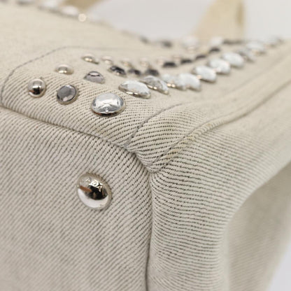 Prada Canapa Tote Rhinestone Embellished Canvas, GRAY, CANVAS, Tote bag