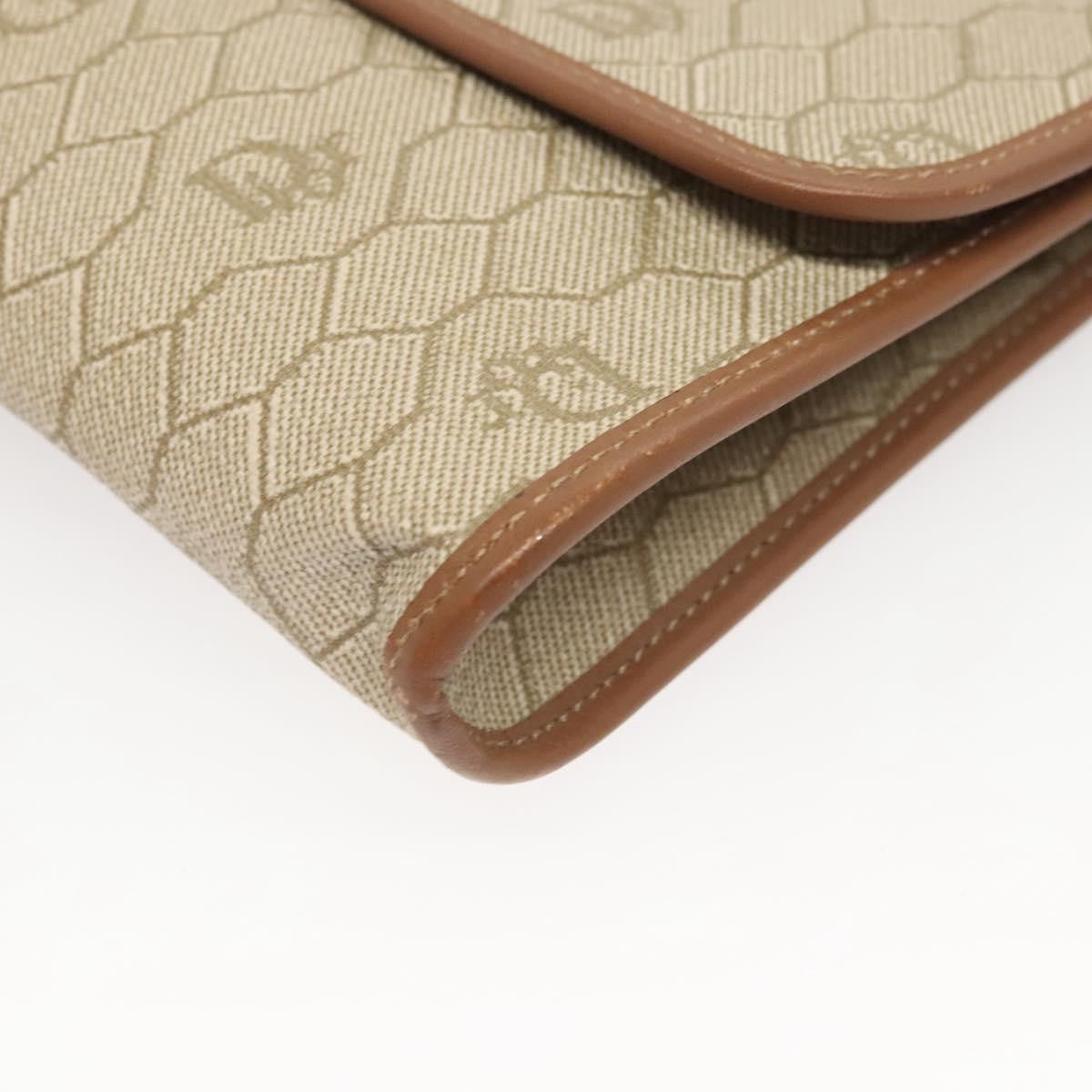 Christian Dior Vintage Honeycomb chain Canvas, BEIGE, CANVAS, Handbag