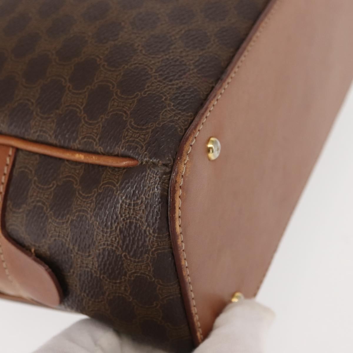 Celine Vintage Macadam Handbag Canvas and Leather, BROWN, CANVAS, Handbag