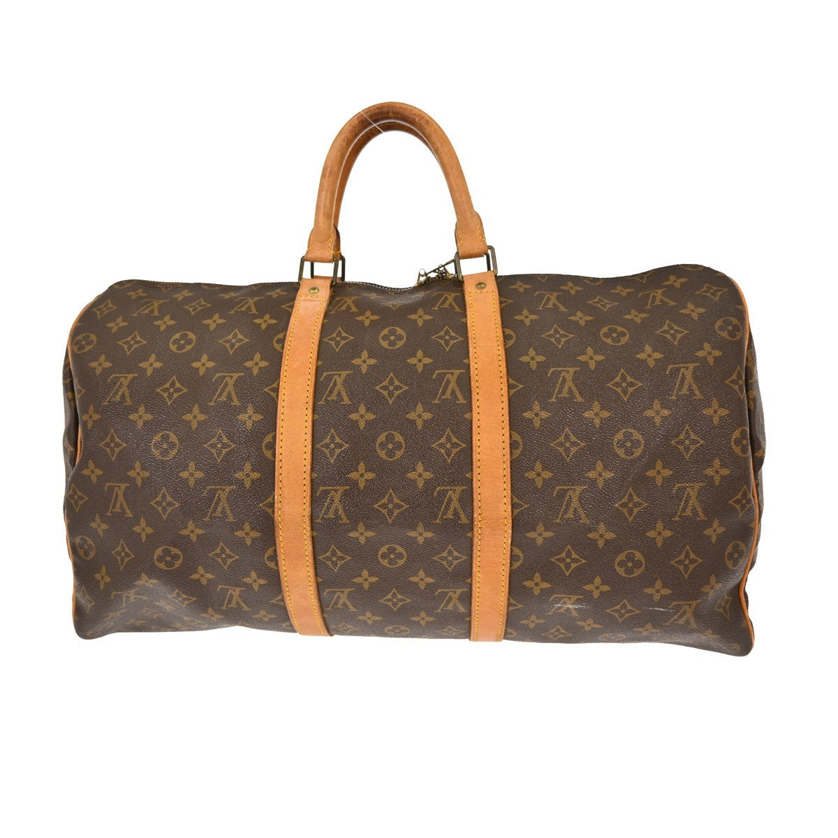 Louis Vuitton Keepall Bag Monogram Canvas, BROWN, CANVAS,LEATHER, Handbag