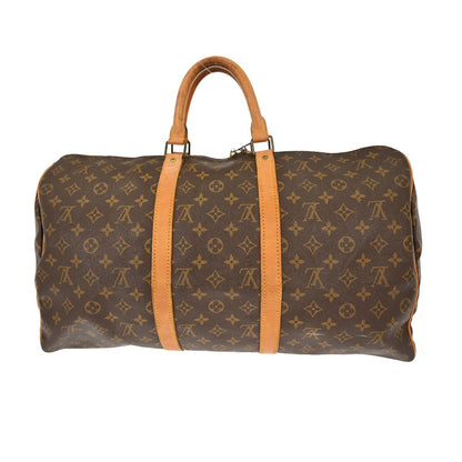 Louis Vuitton Keepall Bag Monogram Canvas, BROWN, CANVAS,LEATHER, Handbag