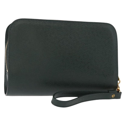Louis Vuitton Pochette Baikal Clutch Taiga Leather, GREEN, LEATHER, Clutche & pouche