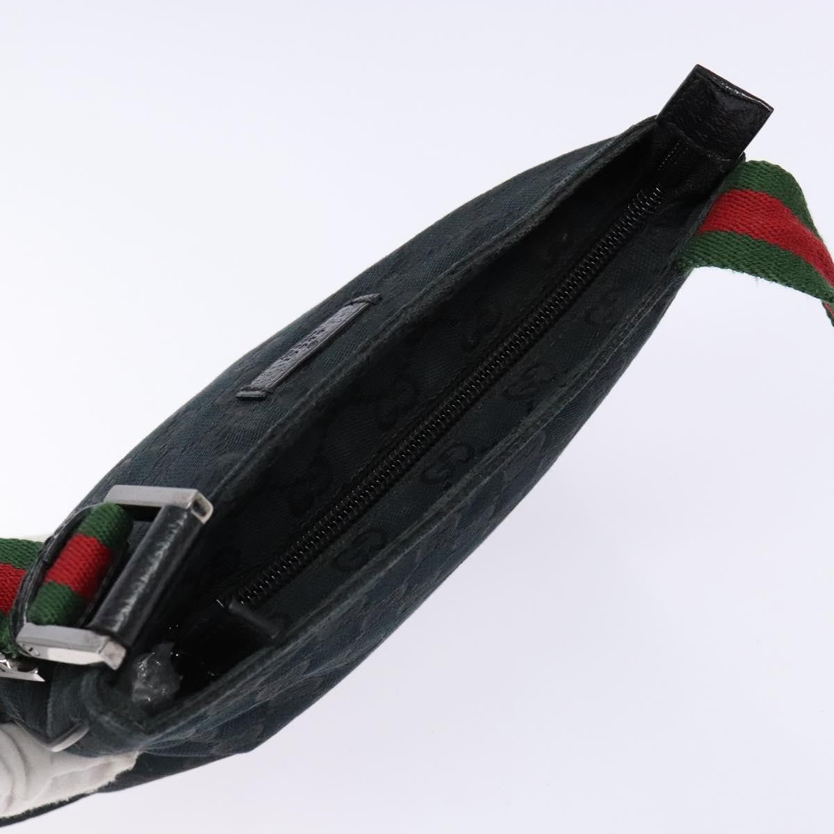 Gucci Web Strap Zip Messenger Bag GG Canvas, BLACK, CANVAS, Shoulder bag