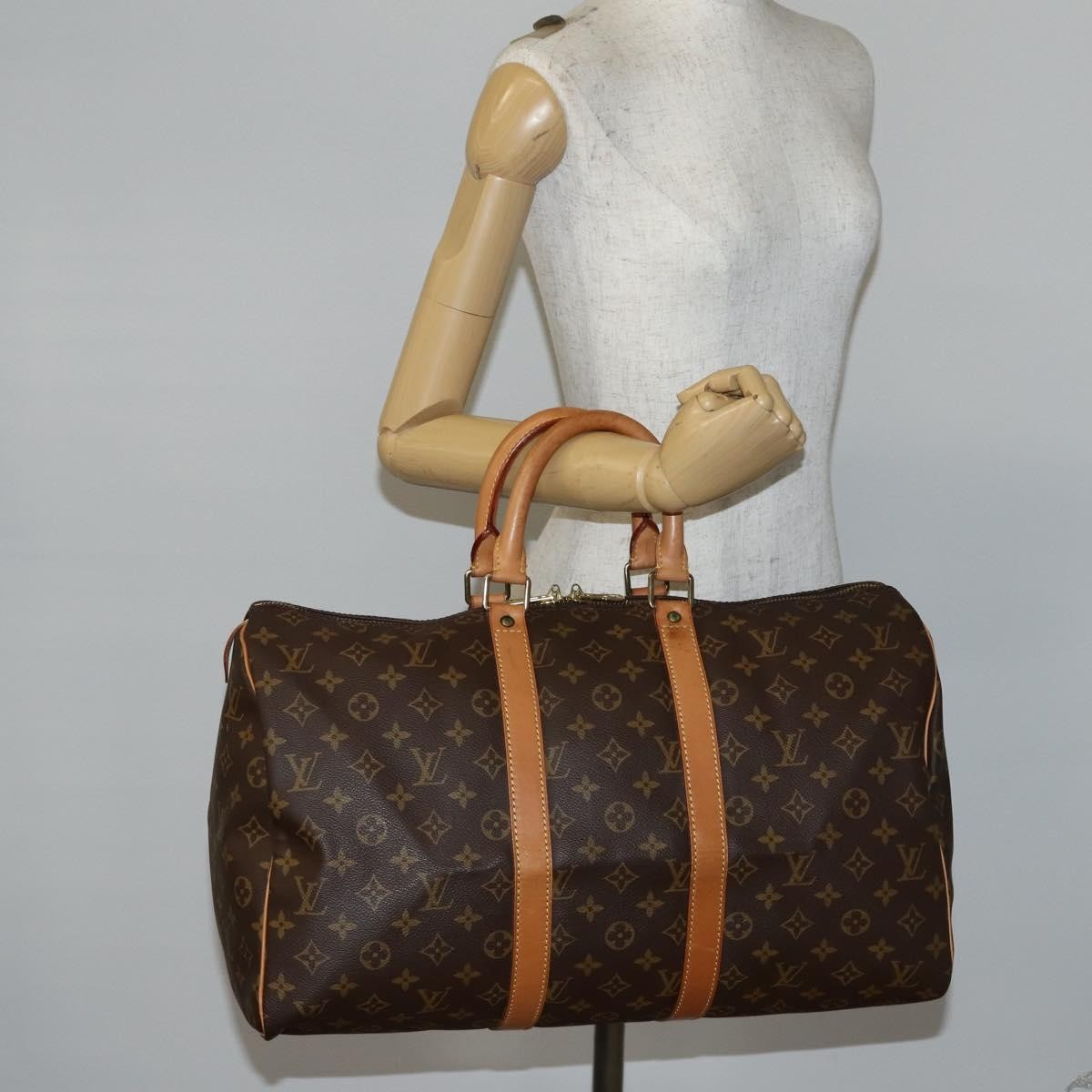 Louis Vuitton Keepall Bag Monogram Canvas, BROWN, CANVAS, Travel bag