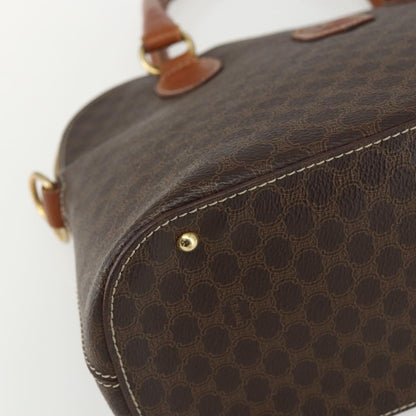 Celine Vintage Macadam Handbag Canvas and Leather, BROWN, CANVAS, Handbag
