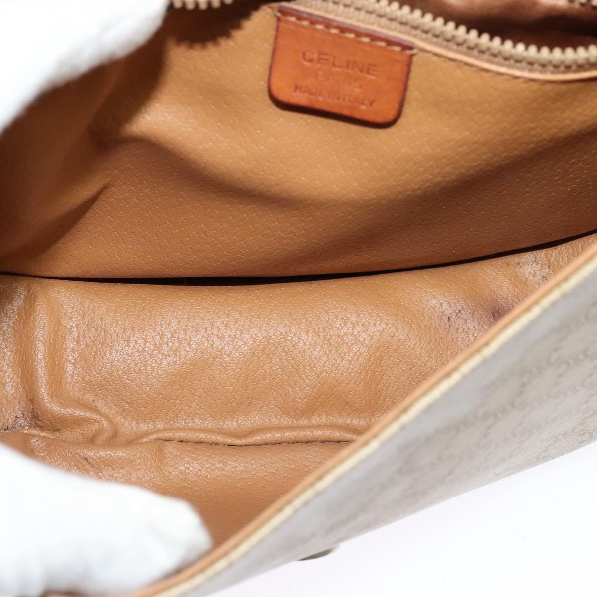 Celine Vintage Macadam Shoulder Bag Canvas and Leather, Beige, Canvas, Shoulder Bag
