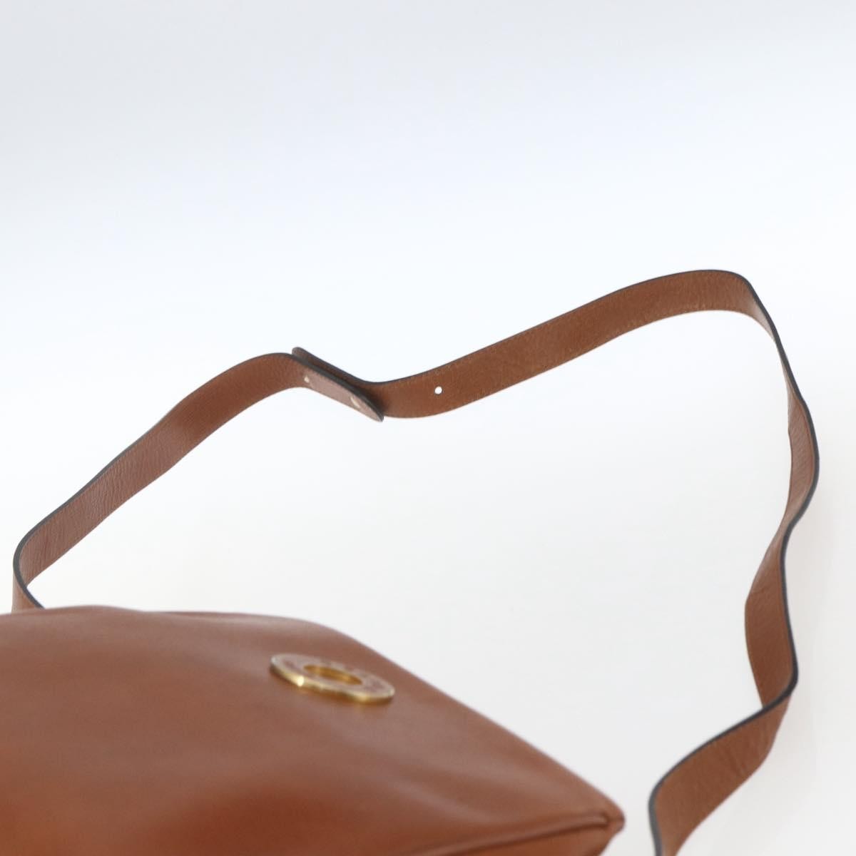 Celine Circle Logo Shoulder Bag Leather, BROWN, LEATHER, Shoulder bag