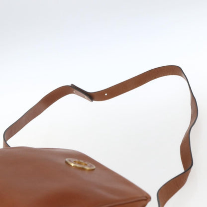Celine Circle Logo Shoulder Bag Leather, BROWN, LEATHER, Shoulder bag