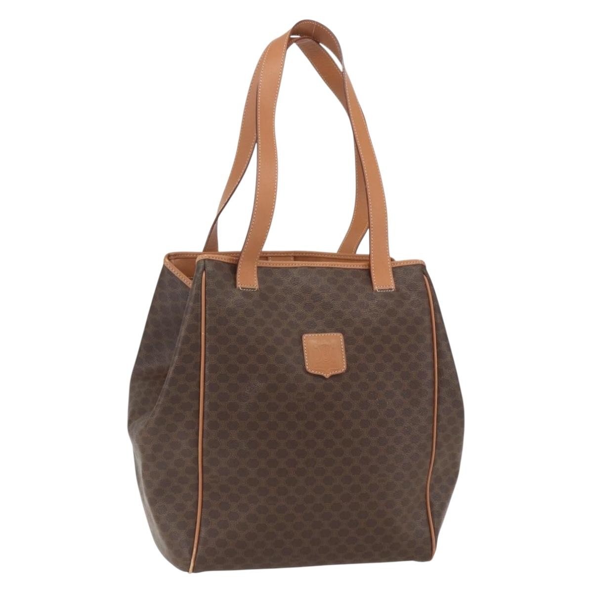 Celine Vintage Macadam Shoulder Bag Canvas and Leather, BROWN, CANVAS, Shoulder bag