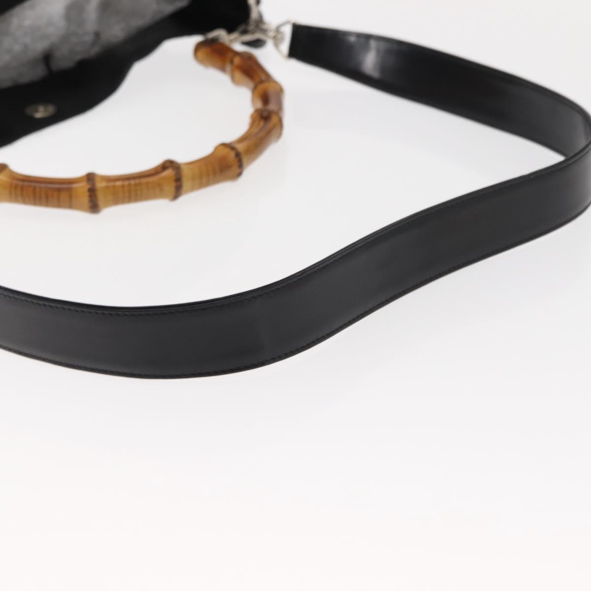 Gucci Vintage Bamboo Handle Bag Nylon, Black, Nylon, Handbag