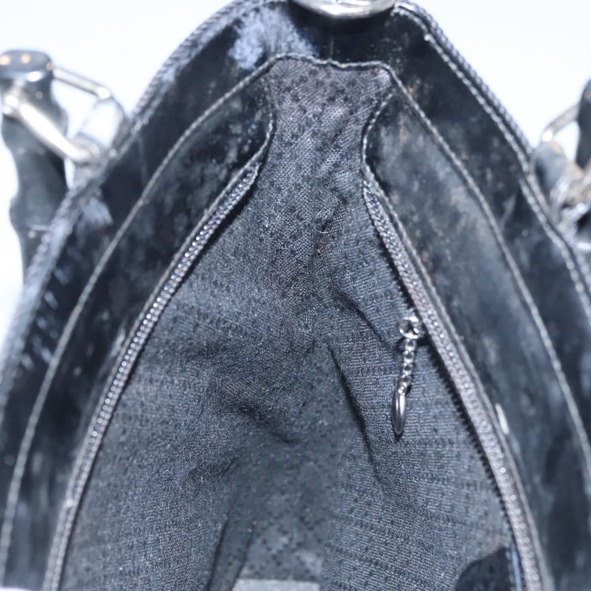 Gucci Vintage Bamboo Handle Bag Nylon, BLACK, CANVAS, Handbag