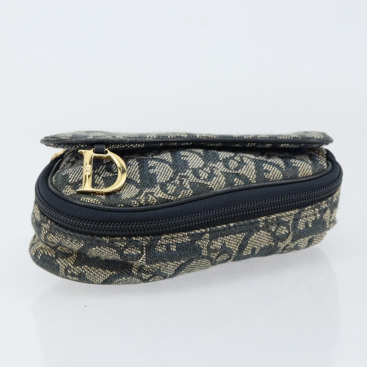 Christian Dior Vintage Saddle Coin Purse Diorissimo Canvas, BLUE, CANVAS, Clutche & pouche