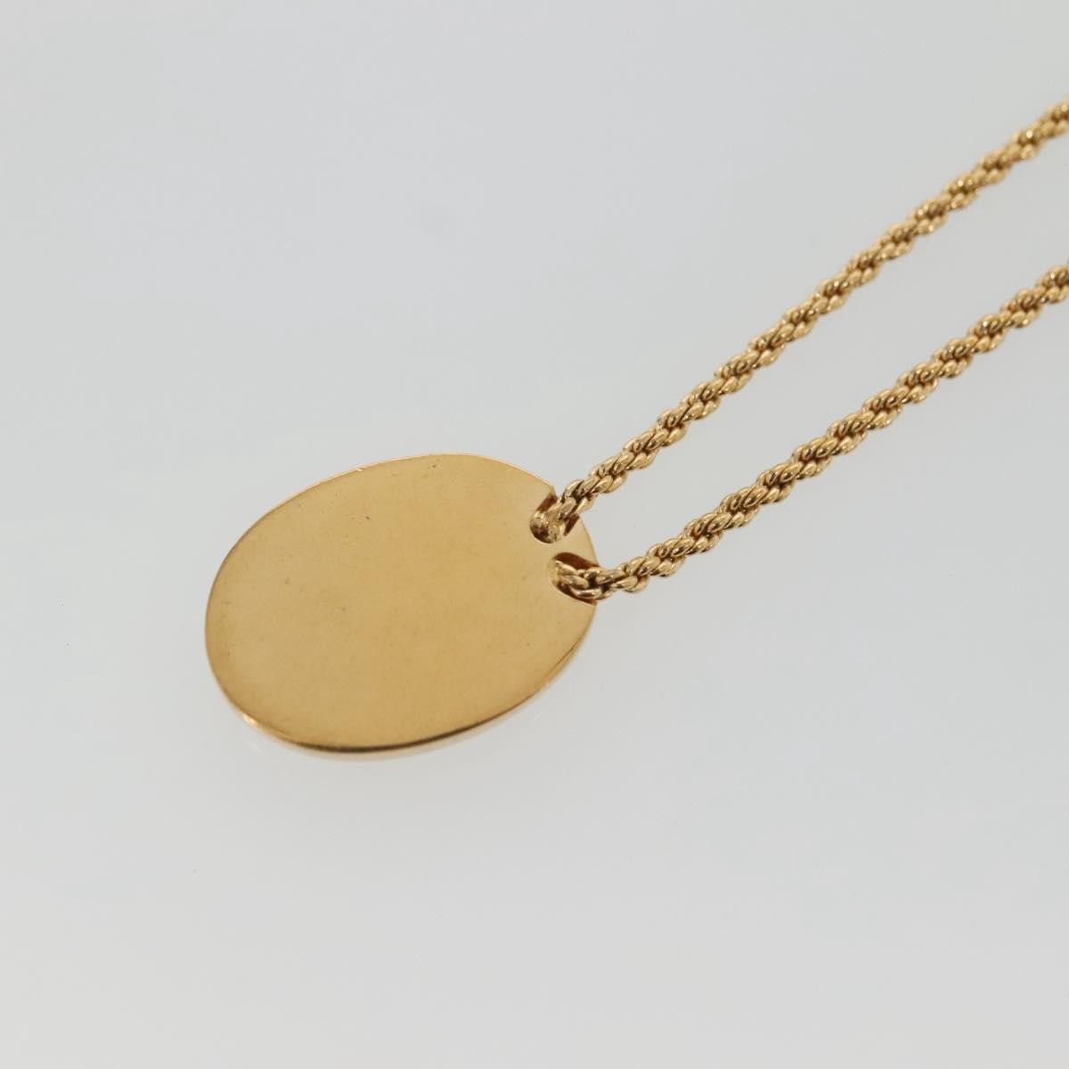 Christian Dior Vintage Logo Round Pendant Necklace Metal, GOLD, METAL, Necklace
