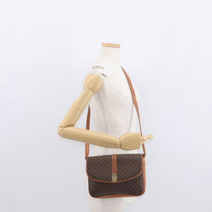 Celine Vintage Macadam Shoulder Bag Canvas and Leather, BROWN, CANVAS, Shoulder bag