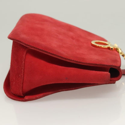 Salvatore Ferragamo Gancini Shoulder Bag Suede, RED, SUEDE, Shoulder bag