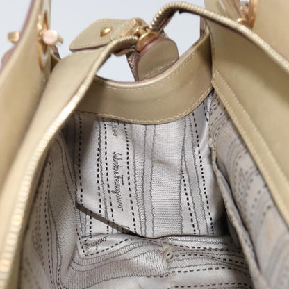 Salvatore Ferragamo Gancini handbag Leather, GOLD, LEATHER, Shoulder bag