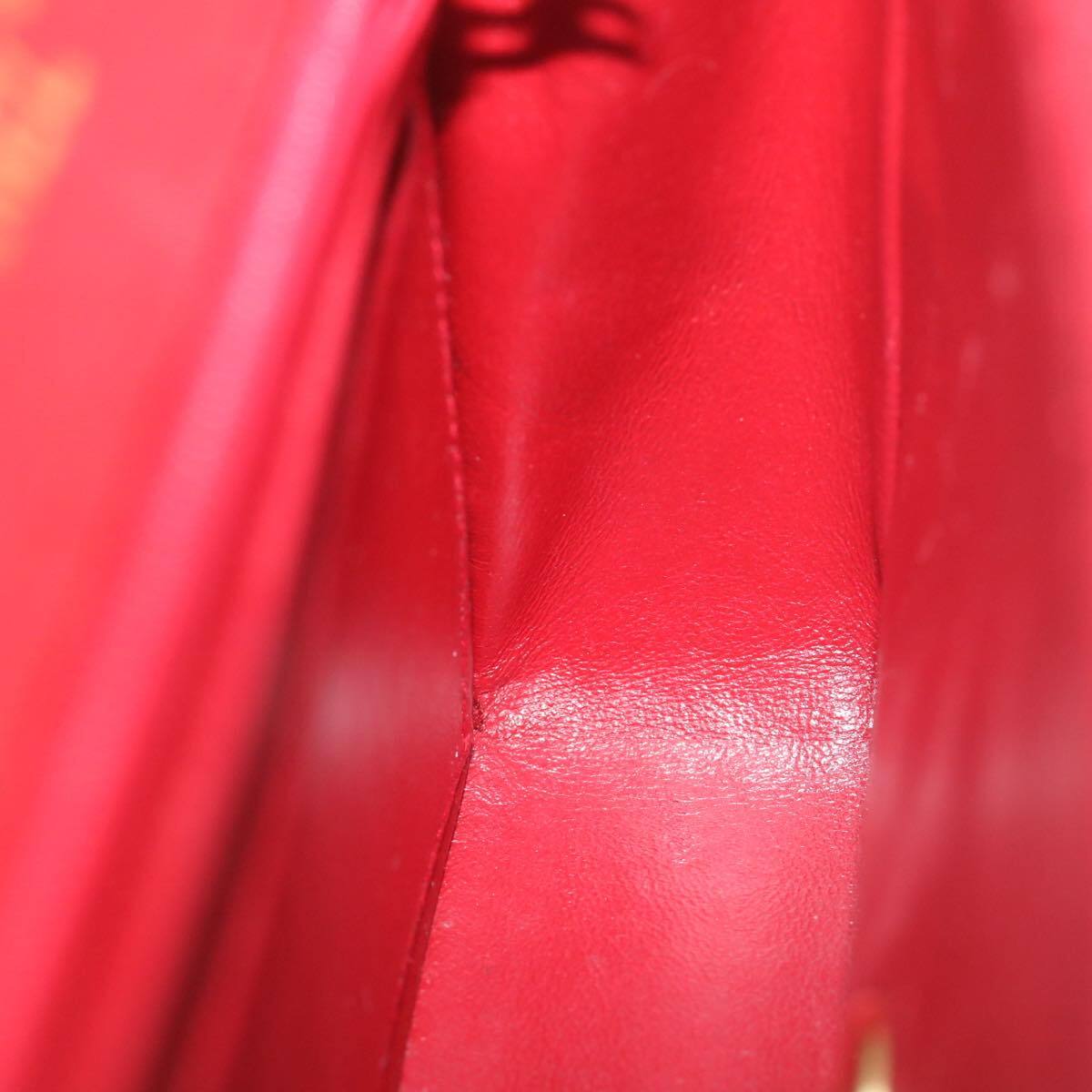 Chanel Vintage Square Chain Handle Flap Bag Quilted Lambskin, RED, LEATHER, Handbag