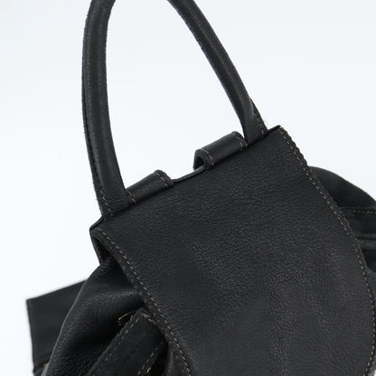 Fendi Logo Flap Drawstring Backpack Leather, BLACK, LEATHER, Backpack
