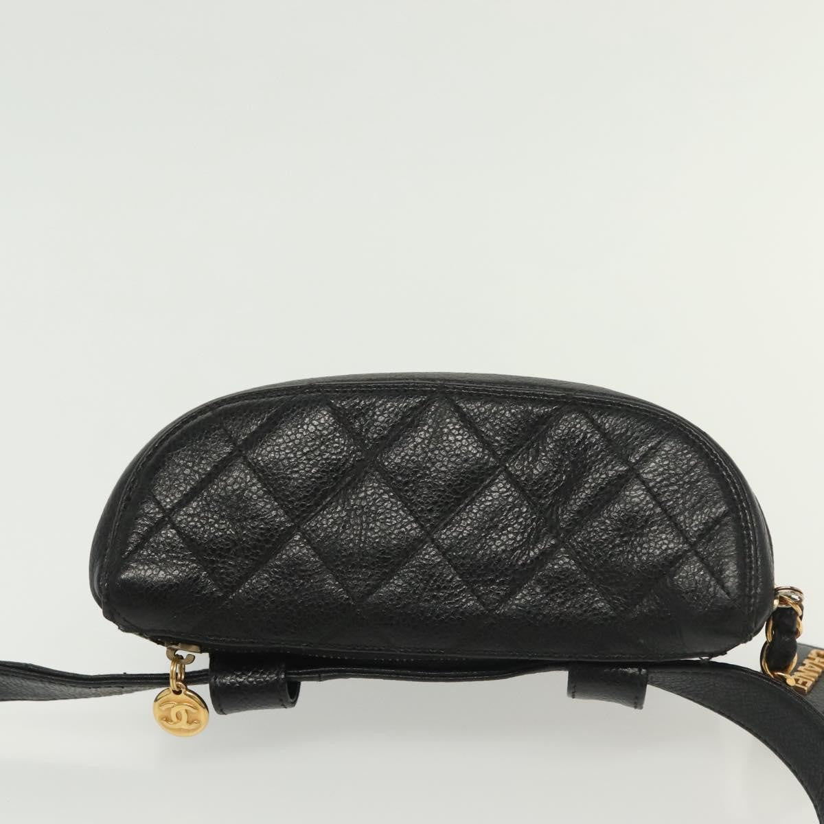 Chanel Vintage Zip Belt Bag Quilted Caviar, BLACK, LEATHER, Clutche & pouche