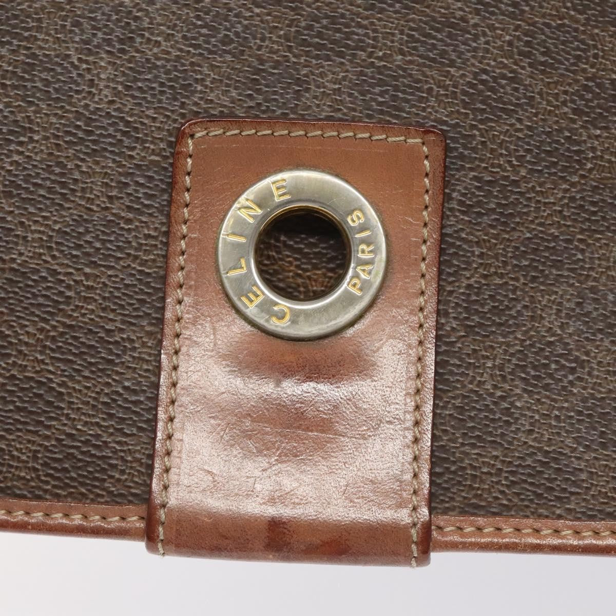 Celine Vintage Macadam Circle Logo Shoulder Bag Canvas and Leather, Brown, Canvas, Shoulder Bag