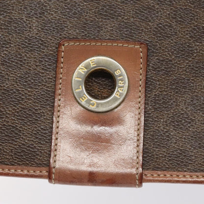 Celine Vintage Macadam Circle Logo Shoulder Bag Canvas and Leather, Brown, Canvas, Shoulder Bag