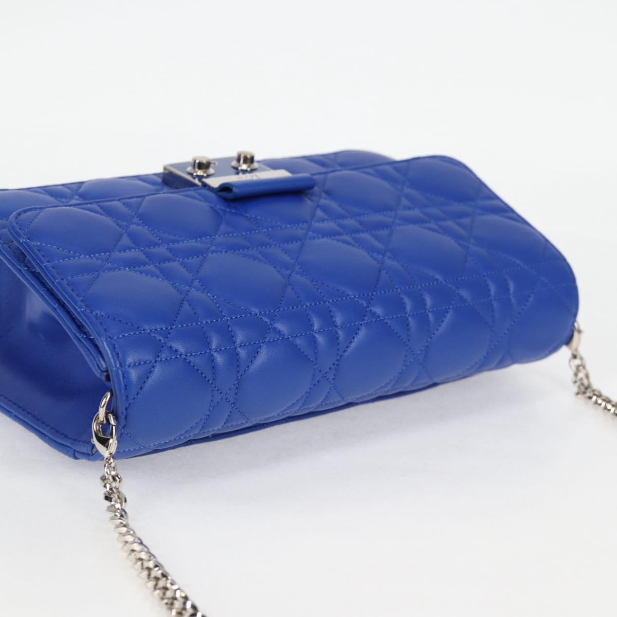 Christian Dior Miss Dior Promenade Pouch Cannage Quilt Lambskin, BLUE, LEATHER, Shoulder bag