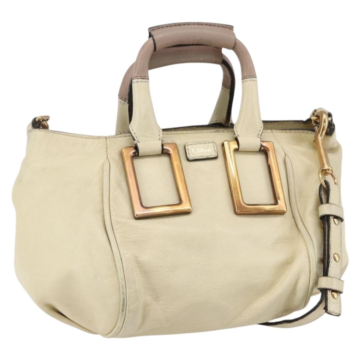 Chloe Ethel Handbag Leather, WHITE, LEATHER, Handbag