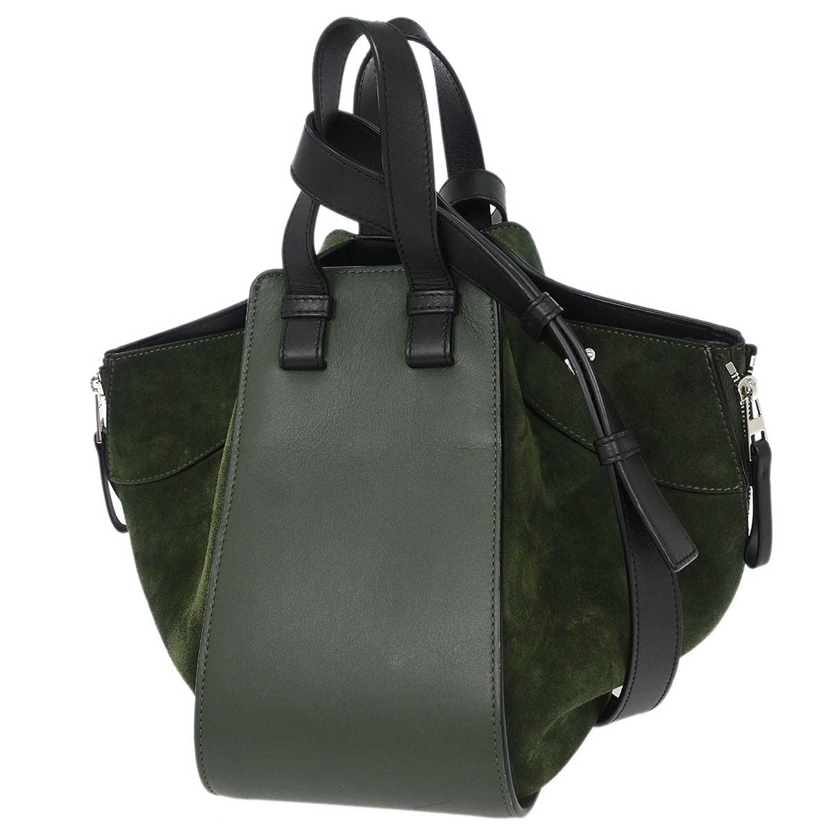 Loewe Hammock Bag Leather and Suede, GREEN, SUEDE, Handbag