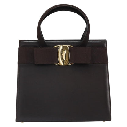 Salvatore Ferragamo Convertible Vara Bow Tote Leather, BROWN, LEATHER, Handbag