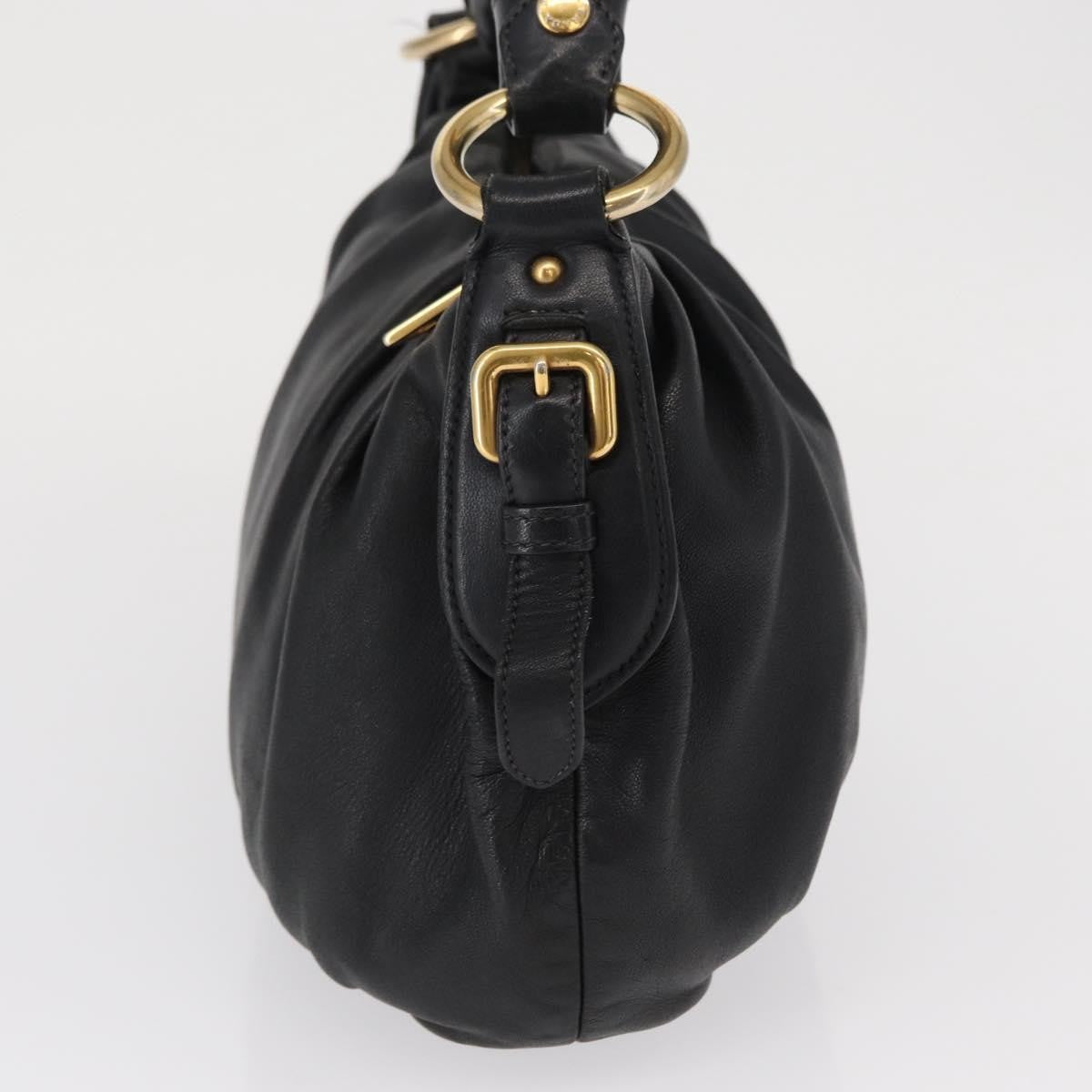 Prada Lux Chain Strap Hobo Soft Calf, BLACK, LEATHER, Shoulder bag