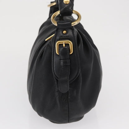 Prada Lux Chain Strap Hobo Soft Calf, BLACK, LEATHER, Shoulder bag