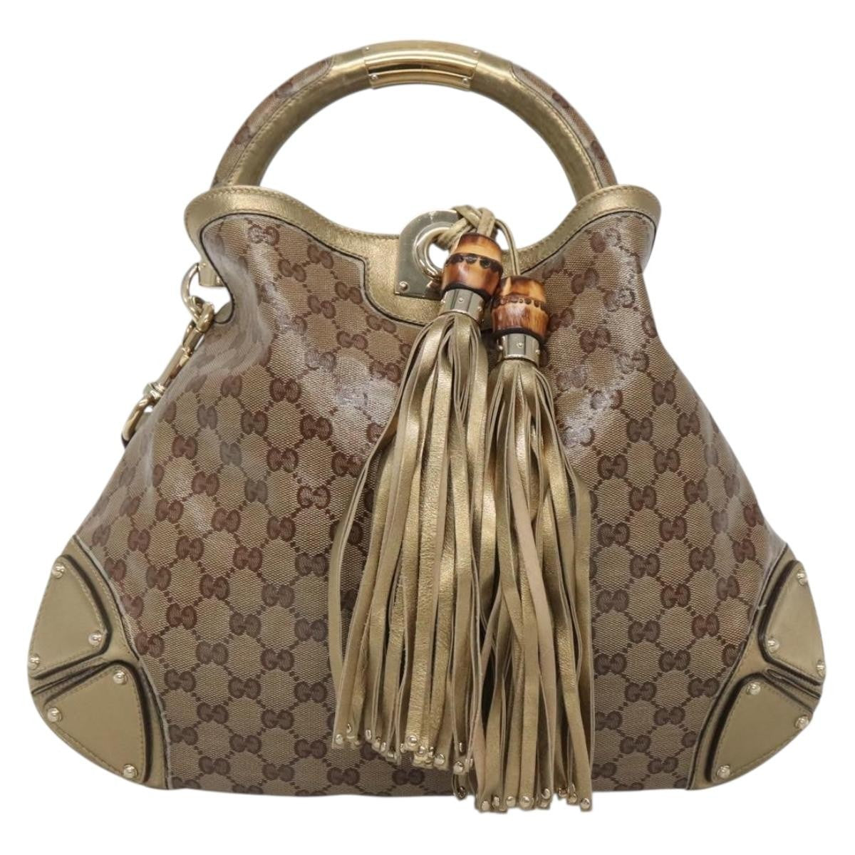 Gucci Indy Hobo GG Coated Canvas, BEIGE, CANVAS, Handbag