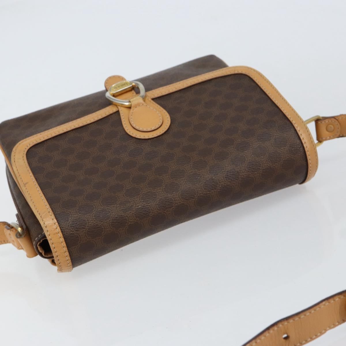 Celine Vintage Macadam Shoulder Bag Canvas and Leather, BROWN, CANVAS, Shoulder bag