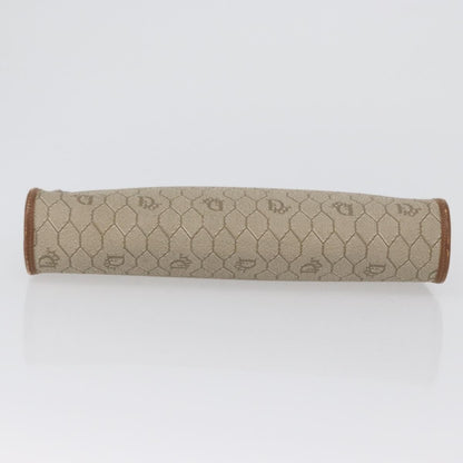 Christian Dior Vintage Honeycomb Zip Pouch Canvas and Leather, BEIGE, CANVAS, Clutche & pouche