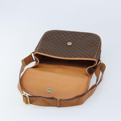 Celine Vintage Macadam Shoulder Bag Canvas and Leather, BROWN, CANVAS, Shoulder bag