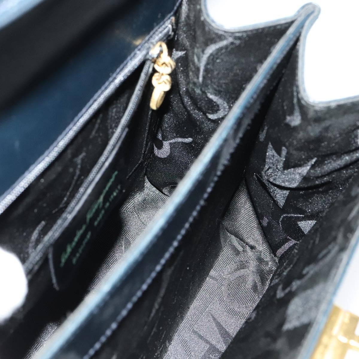 Salvatore Ferragamo Convertible Top Handle Bag Leather, NAVY, LEATHER, Handbag