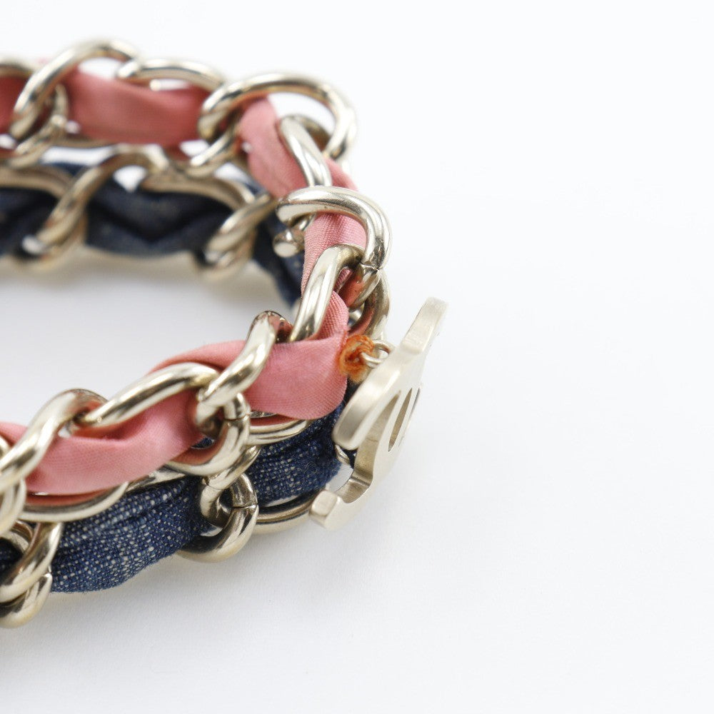 Chanel Coco mark chain 2 bracelet Metal and denim, MULTICOLOUR, MESH, Bracelet