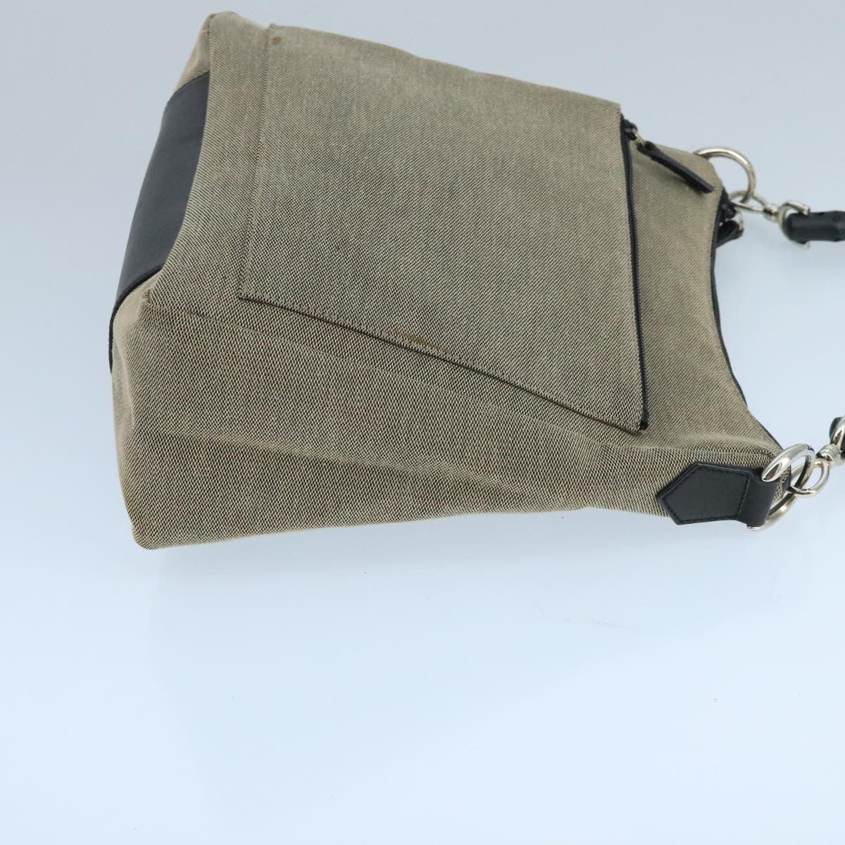 Gucci Vintage Bamboo Handle Tote Canvas, BEIGE, CANVAS, Shoulder bag