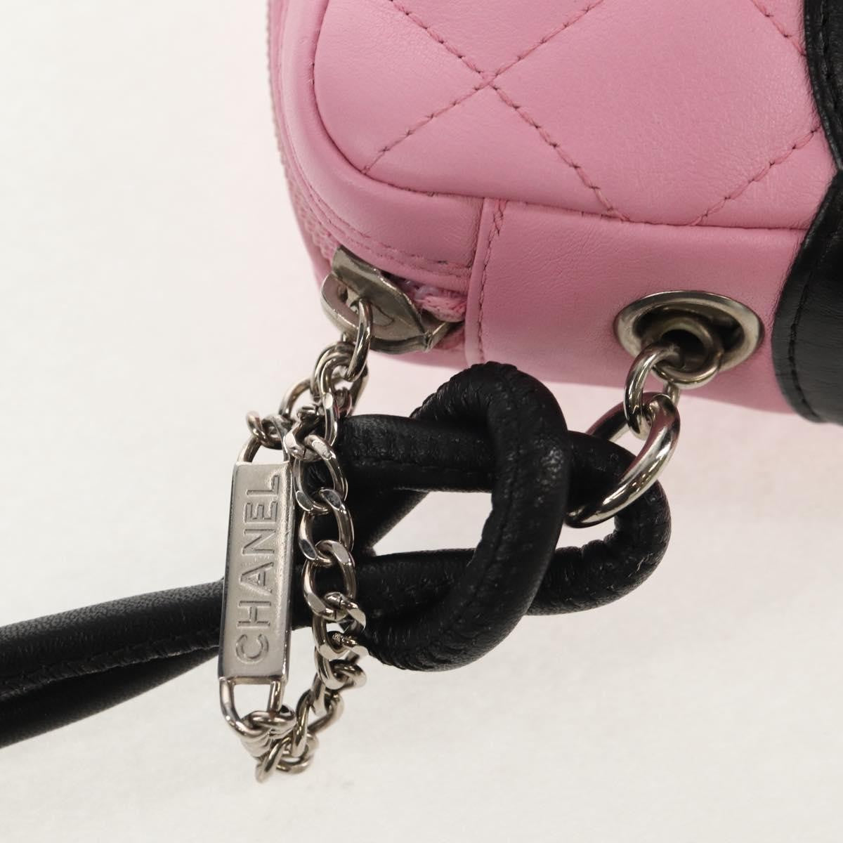 Chanel Cambon Zip Pouch Quilted Leather, PINK, LEATHER, Clutche & pouche