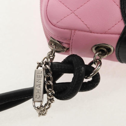 Chanel Cambon Zip Pouch Quilted Leather, PINK, LEATHER, Clutche & pouche