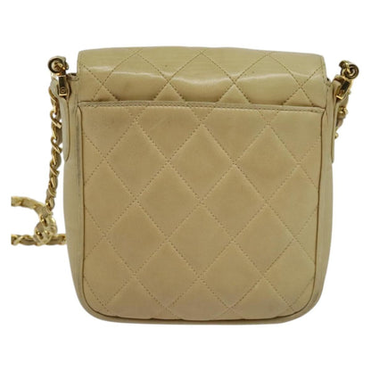 Chanel Vintage CC Chain Flap Bag Quilted Lambskin, Beige, Leather, Shoulder Bag