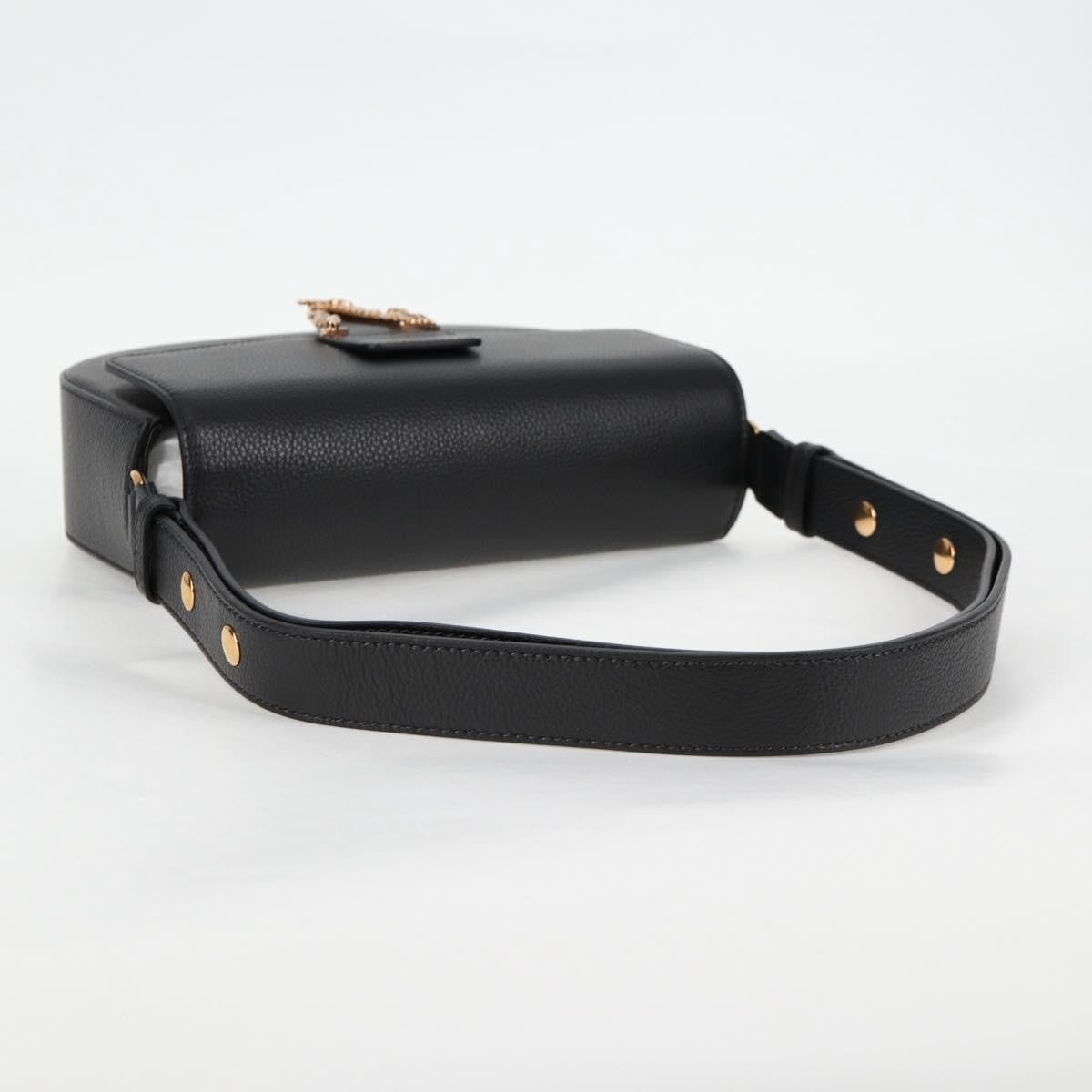 Versace Virtus Flap Messenger Bag Leather, BLACK, LEATHER, Crossbody bag