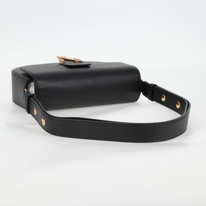 Versace Virtus Flap Messenger Bag Leather, BLACK, LEATHER, Crossbody bag