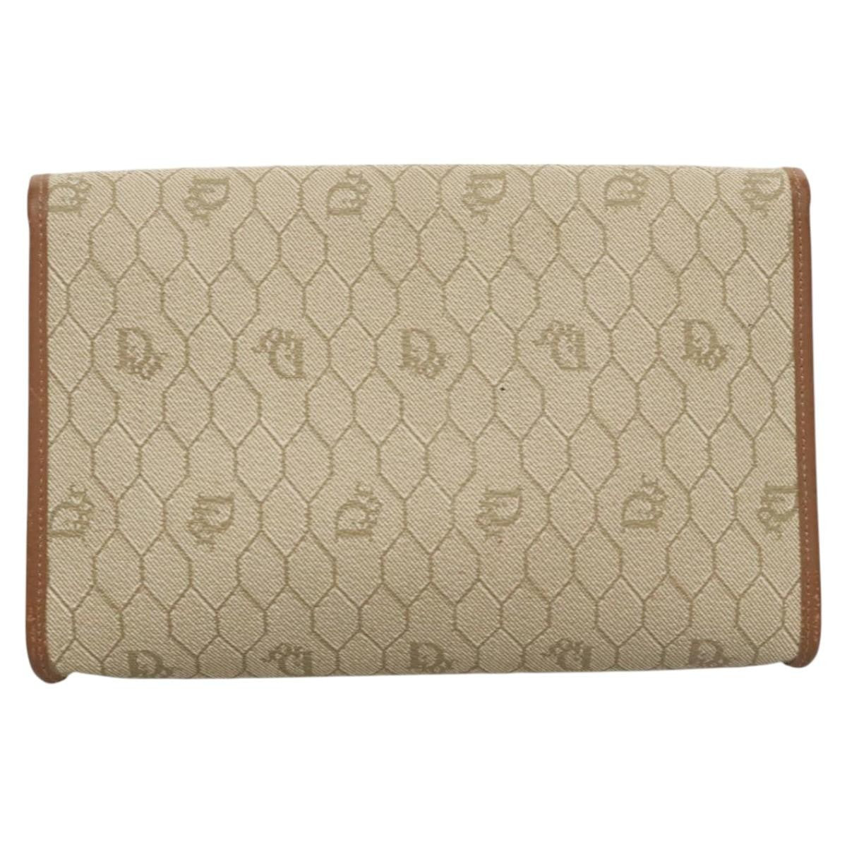 Christian Dior Vintage Honeycomb chain Canvas, BEIGE, CANVAS, Handbag