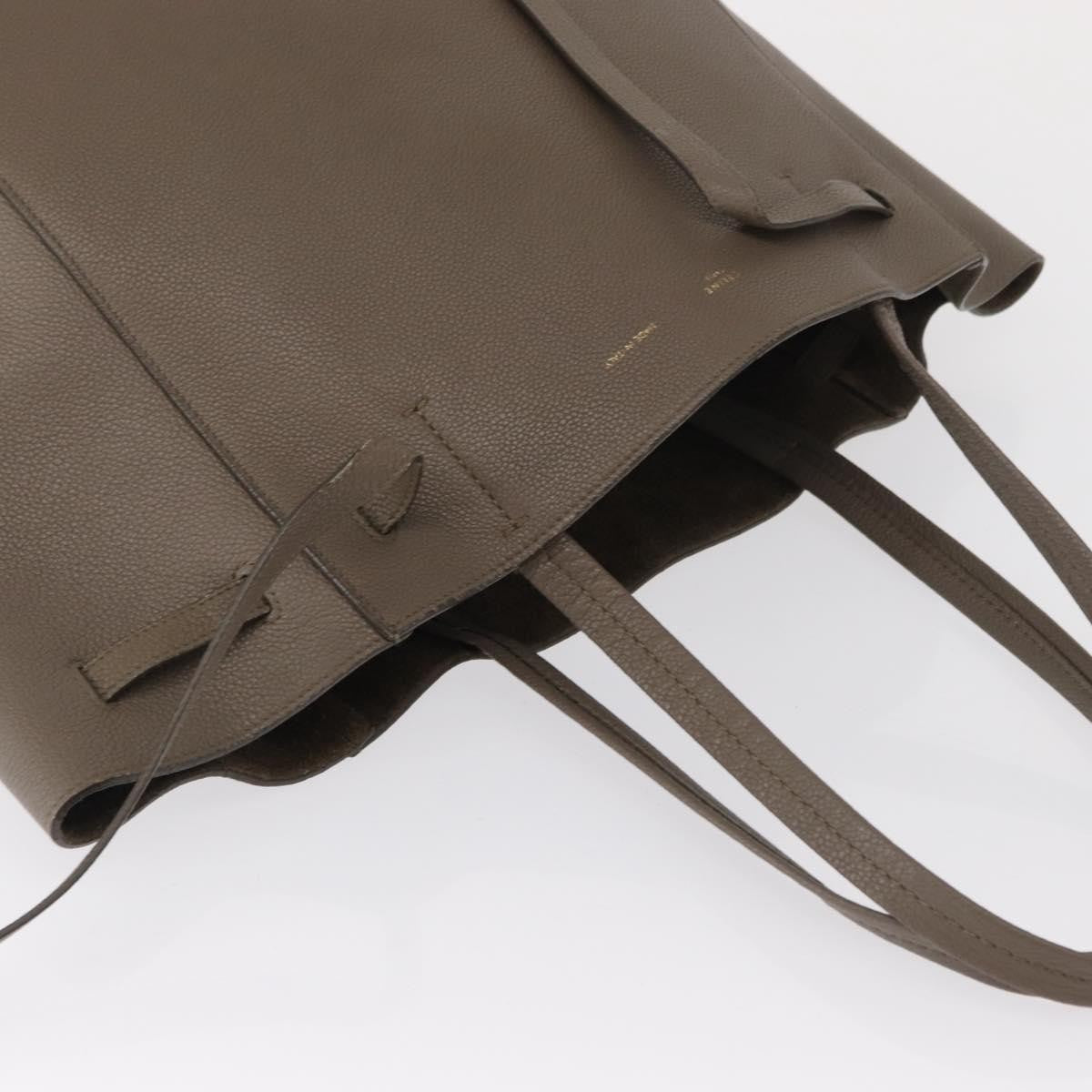 Celine Phantom Tie Cabas Tote Leather, GRAY, LEATHER, Tote bag